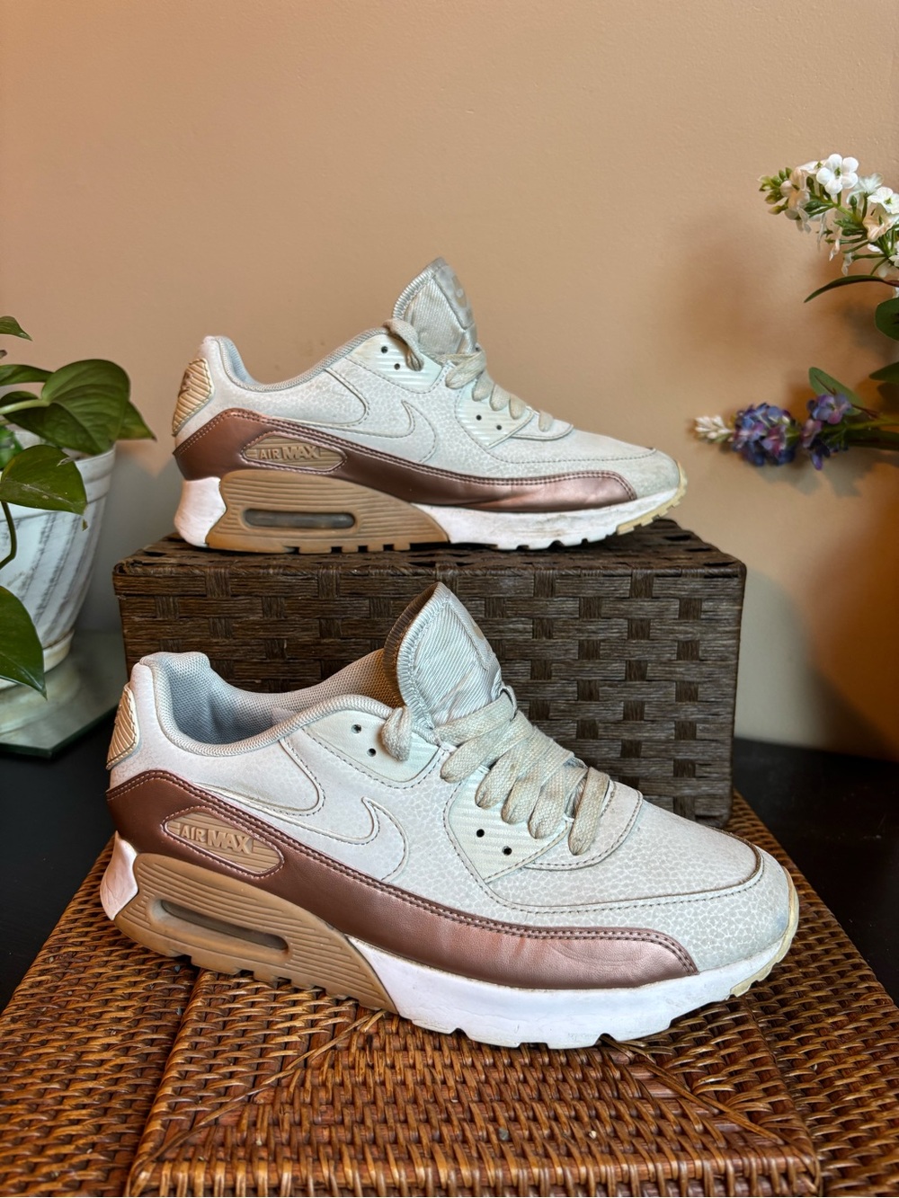 Nike Air Max 90 Pinnacle Sail Metallic Red Bronze Women's Size 9 (859523-001)